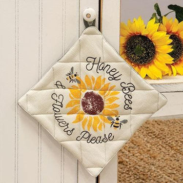 Honey Bees & Flowers Please Pot Holder - The Fox Decor
